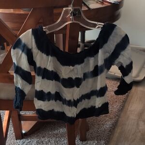 Hollister Black and White Striped Top